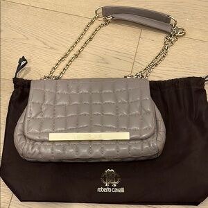 Roberto Cavalli Tan Shoulder Bag with Elegant Design